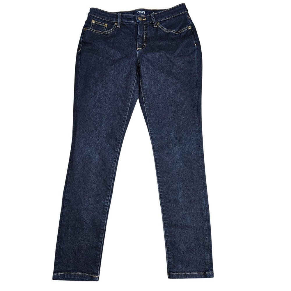 Chaps Daniella‎ Slim Leg Jeans Womens 6P Blue Dark Wash Mid Rise Tapered Denim